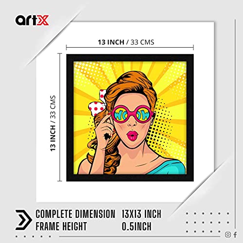 ArtX Paper Beautiful Women Pop Art Wall Art Painting, Multicolor, Abstract, 13X13 in, Set of 1 - Image 2