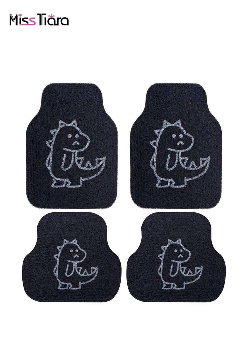 MissTiara 4-Piece Universal Fit Car Mat Set with Cute Dinosaur Pattern  - Image 1