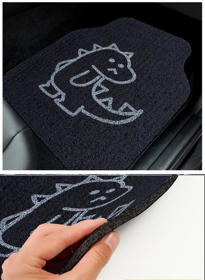 MissTiara 4-Piece Universal Fit Car Mat Set with Cute Dinosaur Pattern  - Image 3
