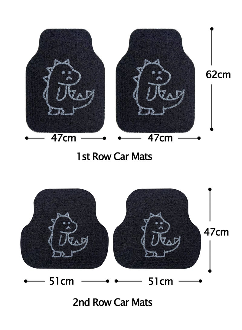 MissTiara 4-Piece Universal Fit Car Mat Set with Cute Dinosaur Pattern  - Image 2
