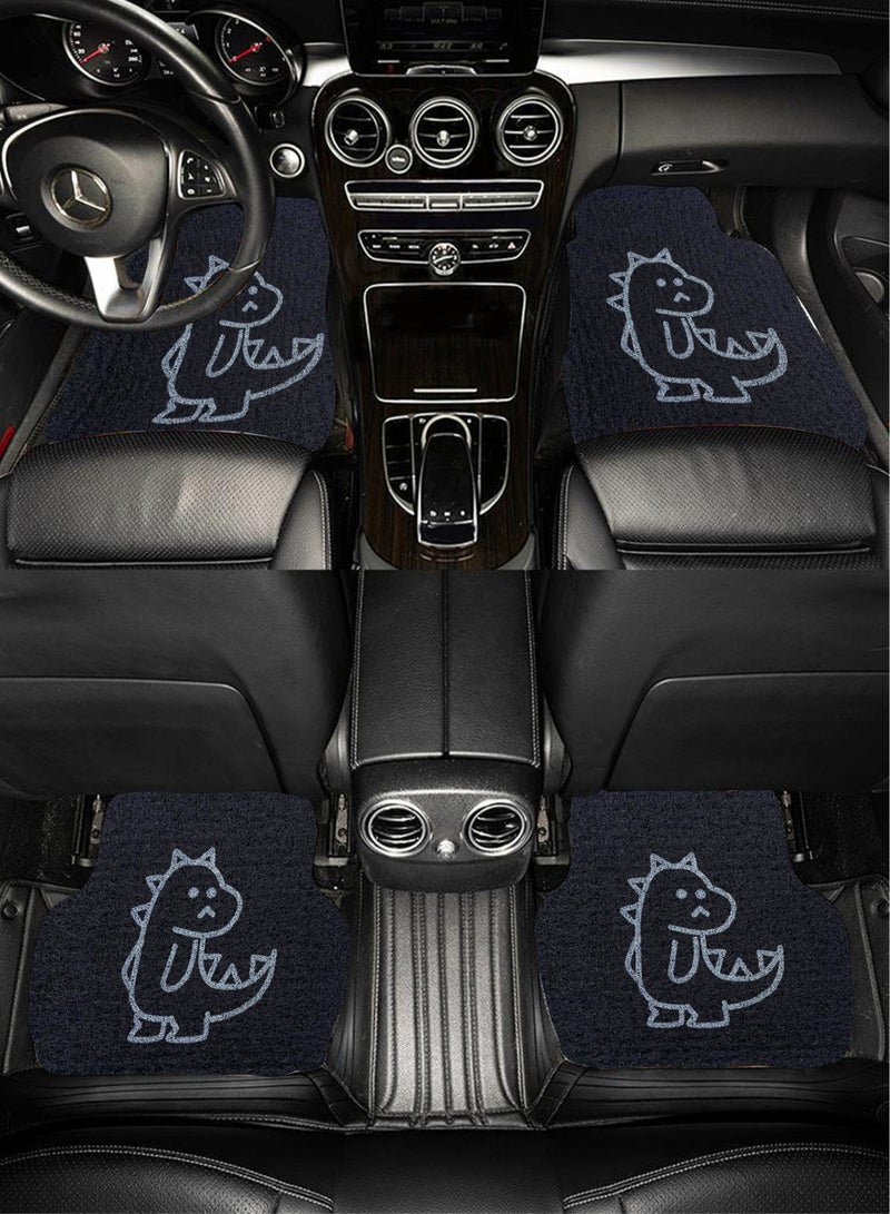 MissTiara 4-Piece Universal Fit Car Mat Set with Cute Dinosaur Pattern  - Image 4