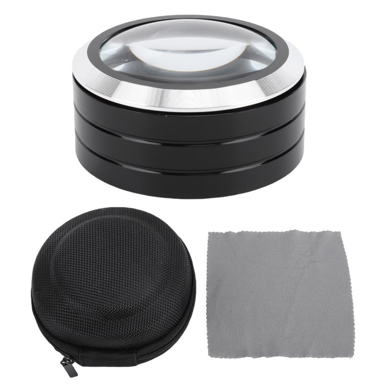 Cylinder Magnifying Glass 70mm Diameter Lens 5X Magnification 6 LED Lights K9 Optical Glass - Bright LED Illumination Desktop Magnifier for Reading Crafts Inspection - Image 1
