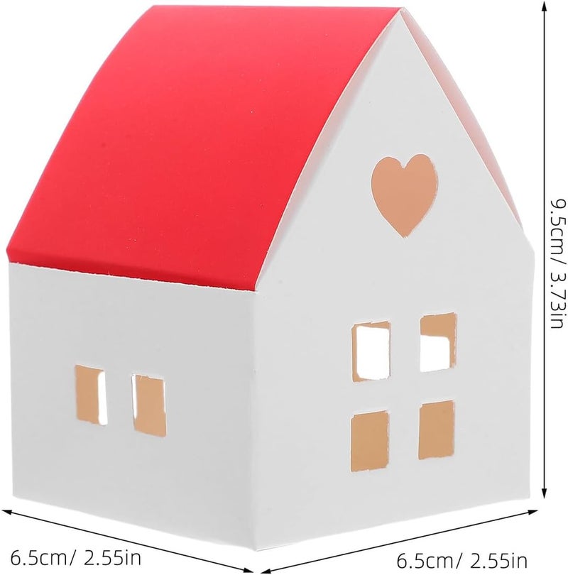 Garneck 20pcs Red Lid House-shaped Treat Boxes Christmas Cookie Boxes Paper Candy Party Favor Holders for Holiday Wedding and Birthday Celebration - Image 2