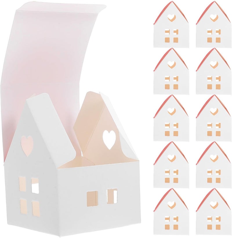 Garneck 20pcs Red Lid House-shaped Treat Boxes Christmas Cookie Boxes Paper Candy Party Favor Holders for Holiday Wedding and Birthday Celebration - Image 1