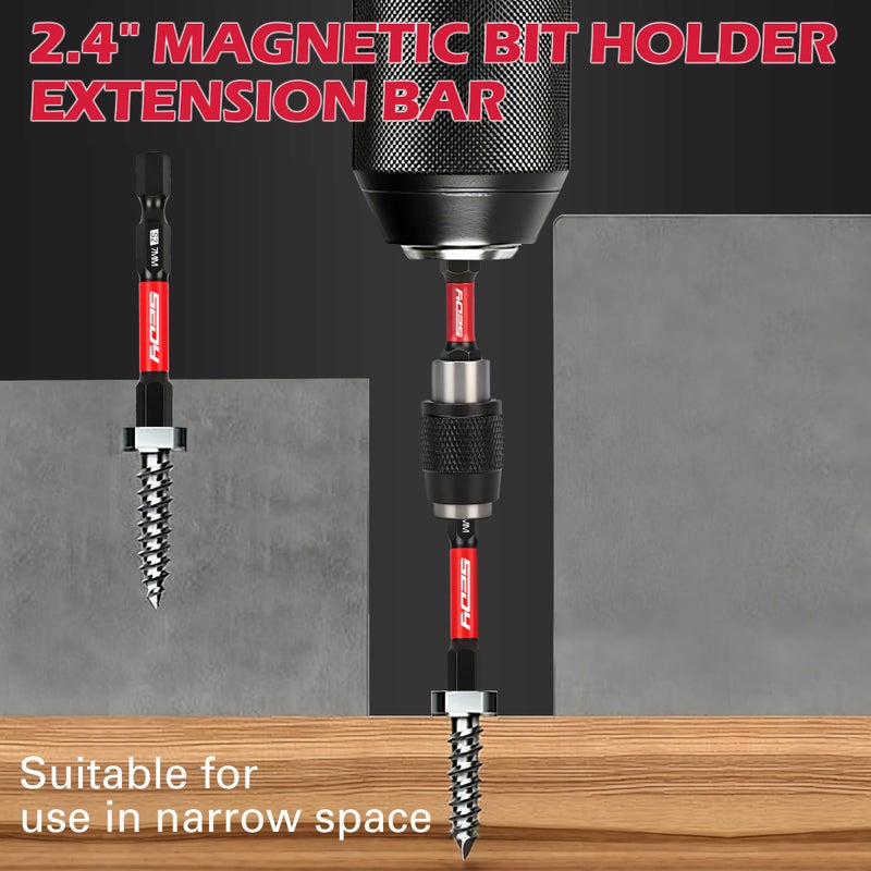 SEDY 23-Piece Magnetic Hex Head Allen Wrench Drill Bit Set with 2.4" Impact Bit Holder, 1/4" Hex Shank Hex Bits, SAE & Metric Hex Screwdriver Bit Set, S2 Steel Allen Key, Mechanic Home Repair - Image 4