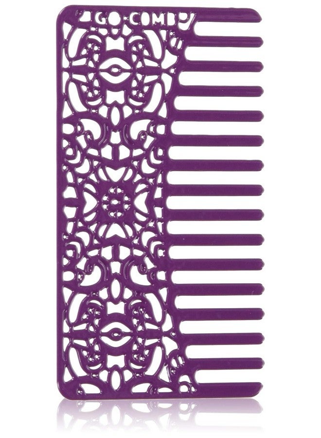go-comb Go Comb - Wallet Size Wide Tooth Hair Comb and Pick for Women - Small Metal Travel Brush and Purse Comb - Orchid Lace
