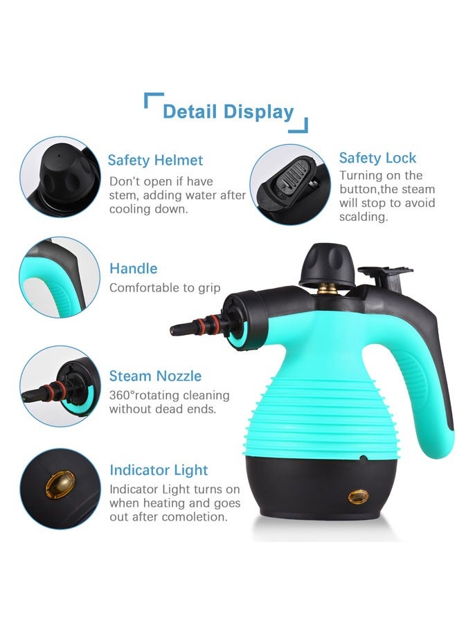 Arabest Multi-Purpose Handheld Pressurized Steam Cleaner with 9-Piece Accessories, Handheld Steamer Perfect for Stain Removal, Curtains, Car Seats, Floor, Bathroom, Window Cleaning (Light blue) - Image 3