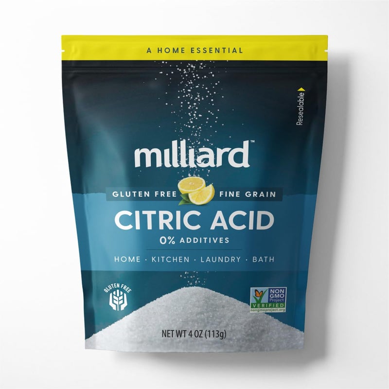 Milliard Citric Acid 100 Pure Food Grade NonGMO Project Verified 4 Ounce