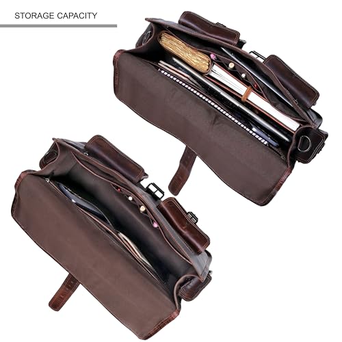 cuero Leather Messenger Bag for Men, 16 Inch Laptop Crossbody, Vintage Handmade Leather Shoulder Satchel Bag for Men, Full Grain Business Briefcase for Office/Work/Travel - Brown - Image 5