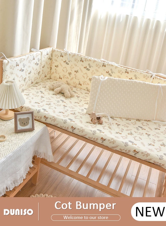 DUNISO Cot Bumper, Crib Bumper, Breathable Mesh Cot Liner, Crib Rail Cover, Baby Boys Girls Nursery Breathable Crib Bed Liner Bumper Baby Crib Rail Cover Protector Guard Padded Cot Rail Wrap for Side Front Rails - Image 1