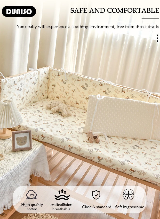 DUNISO Cot Bumper, Crib Bumper, Breathable Mesh Cot Liner, Crib Rail Cover, Baby Boys Girls Nursery Breathable Crib Bed Liner Bumper Baby Crib Rail Cover Protector Guard Padded Cot Rail Wrap for Side Front Rails - Image 3