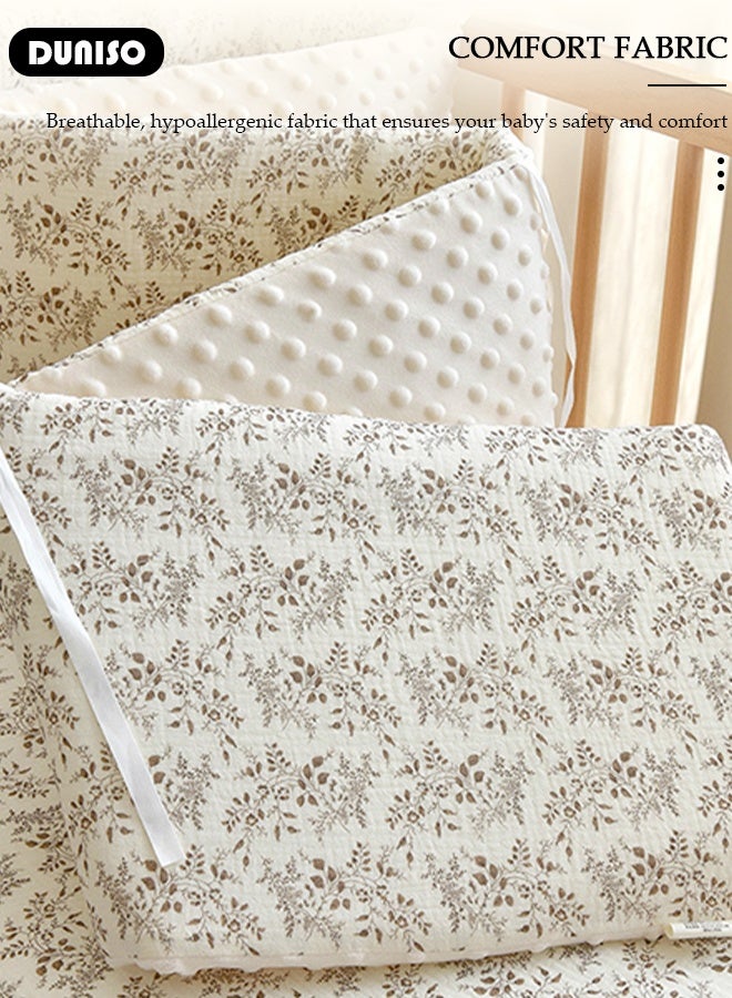 DUNISO Cot Bumper, Crib Bumper, Breathable Mesh Cot Liner, Crib Rail Cover, Baby Boys Girls Nursery Breathable Crib Bed Liner Bumper Baby Crib Rail Cover Protector Guard Padded Cot Rail Wrap for Side Front Rails - Image 5