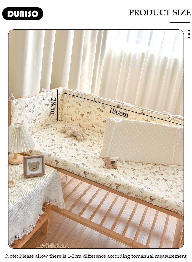 DUNISO Cot Bumper, Crib Bumper, Breathable Mesh Cot Liner, Crib Rail Cover, Baby Boys Girls Nursery Breathable Crib Bed Liner Bumper Baby Crib Rail Cover Protector Guard Padded Cot Rail Wrap for Side Front Rails - Image 2