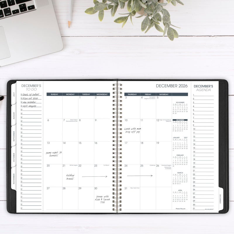 AT-A-GLANCE 2026 Appointment Book Planner, Weekly & Monthly, 8-1/4" x 11", Quarter-Hourly, Triple View, Black (70950V0526) - Image 3
