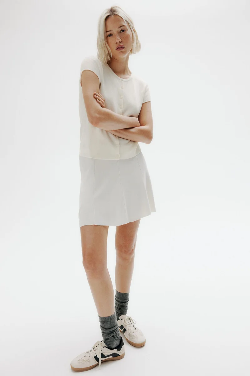 H&M Short-sleeved fine-knit cardigan