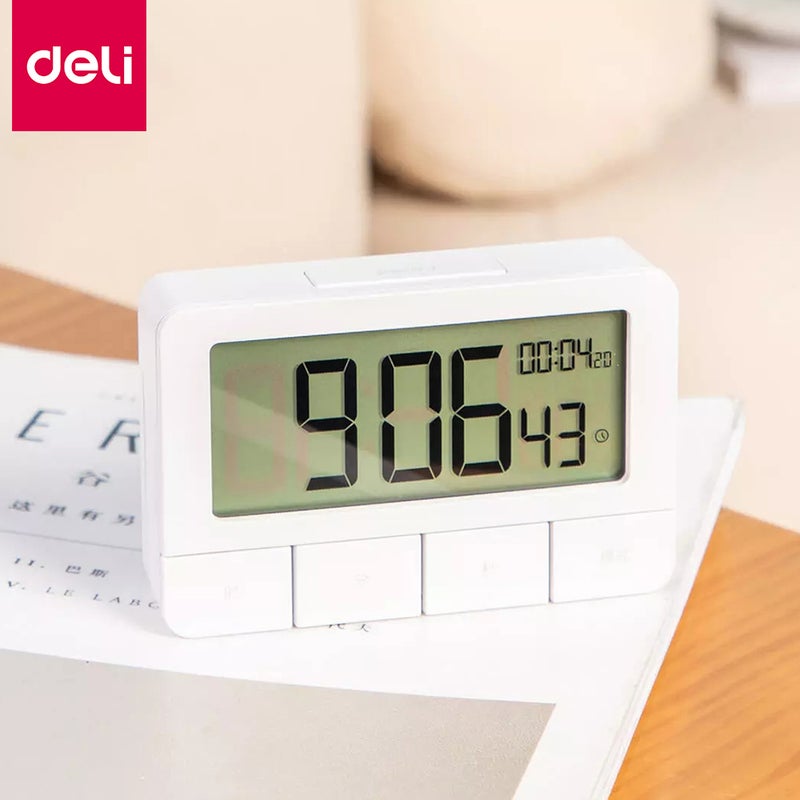 Deli Multifunctional Timer Digital Kitchen Timer with Big Digits Magnetic Backing 12/24 Hour Clock Alarm Count Up & Count Down Timer for Cooking Baking Studying Sports Games Office School - Image 2