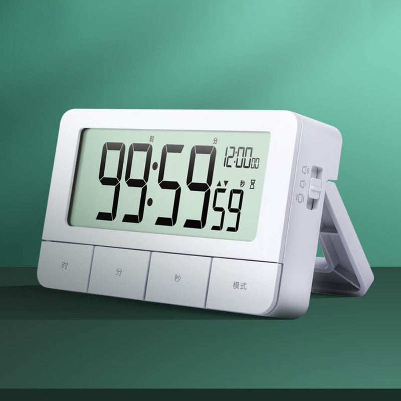Deli Multifunctional Timer Digital Kitchen Timer with Big Digits Magnetic Backing 12/24 Hour Clock Alarm Count Up & Count Down Timer for Cooking Baking Studying Sports Games Office School - Image 4