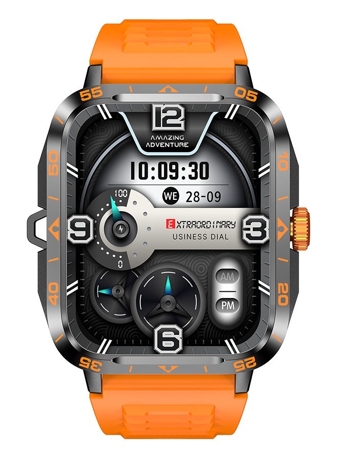 Smart watch for men and women, 1.95-inch TFT HD color screen, Bluetooth call, IP67 waterproof, health monitoring, music playback, LED flashlight, voice assistant, standby life of 15 days, orange for Android /iOS, orange  - Image 5