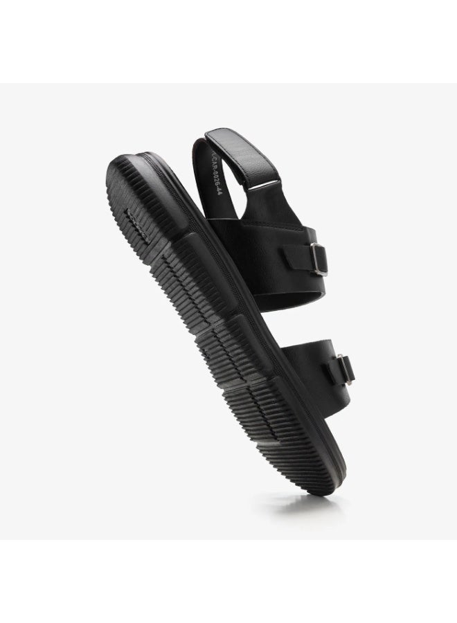 NDURE Men's Black Double Buckle Strap Sandals, Chunky Sole, Slingback Style - Image 5