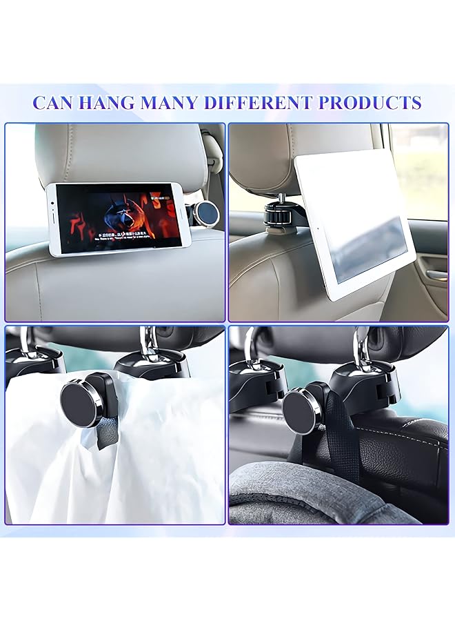 OneNine 2 In 1 Car Seat Hook With Magnetic Phone Holder, Universal Headrest Hooks, Car Backseat Purse Bag Holder Hangers Organizer - Image 3