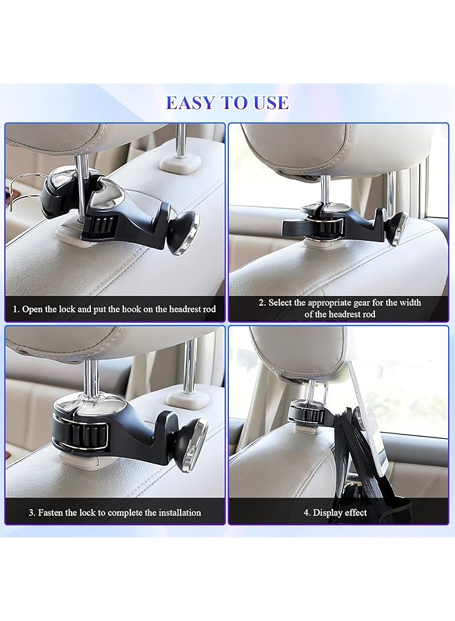 OneNine 2 In 1 Car Seat Hook With Magnetic Phone Holder, Universal Headrest Hooks, Car Backseat Purse Bag Holder Hangers Organizer - Image 4