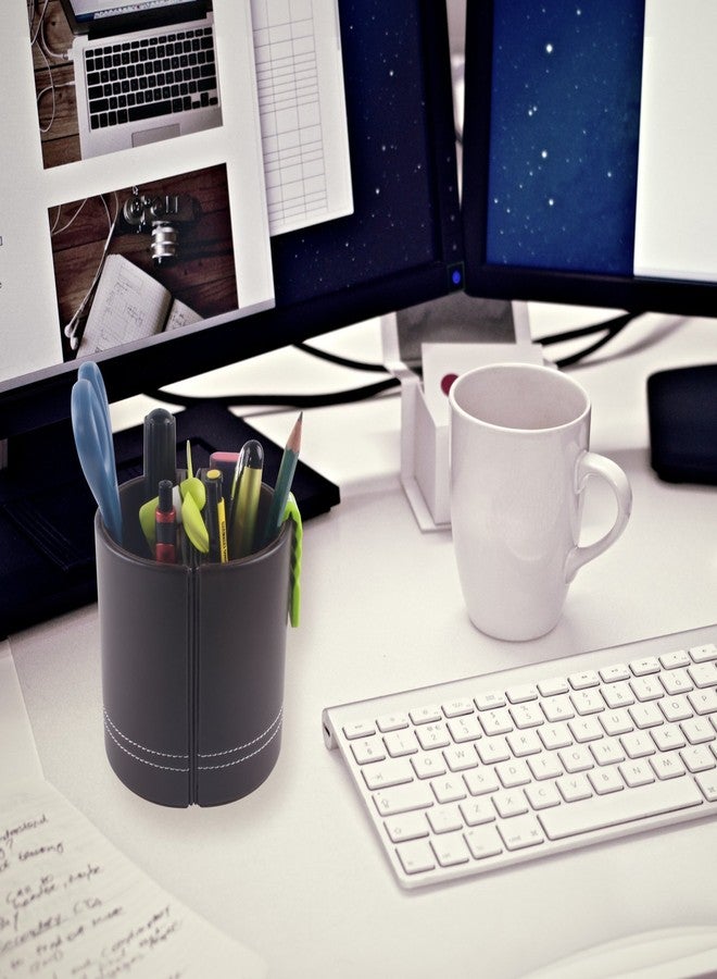 PLENTY Leather Pencil Cup Pen Holder with Photo Picture Frame, Desk Stationery Organizer with Magnetic Clasp for Home and Office Gift (Brown) - Image 4
