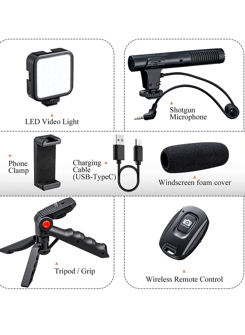 Generic Vlogging Kit Smartphone Camera Video Vlogging Kit for iPhone/Android with Light + Microphone + Tripod + Phone Holder for Vlogging/YouTube/Tiktok/Facebook/Camera  - Image 2