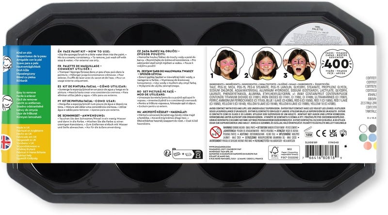 Snazaroo Face Paint Palette Kit - 8 Colors, 18.8g Each, Safe for Kids & Adults - Image 2