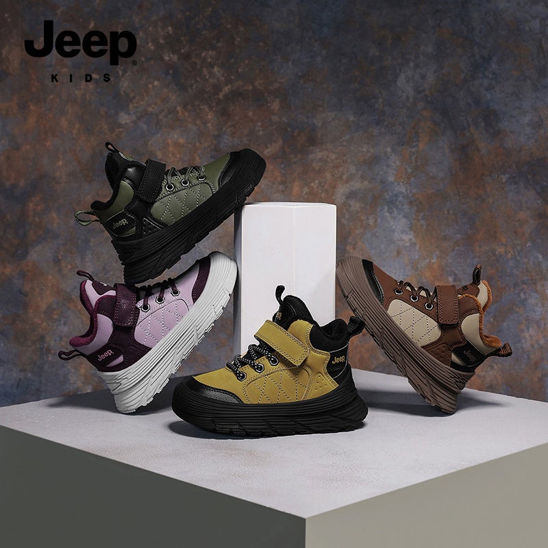 Jeep Children'S Shoes 2025 Winter New Boys' Fleece-Lined Sneakers For Older Children, Outdoor Warm Basketball Shoes, Double Cotton Shoes - Image 4