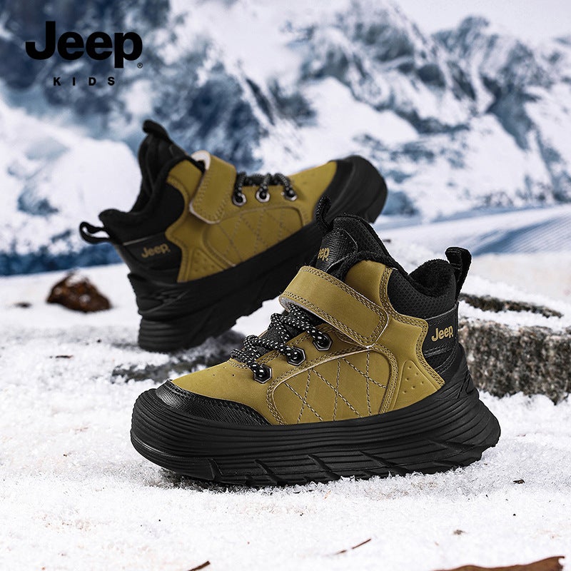 Jeep Children'S Shoes 2025 Winter New Boys' Fleece-Lined Sneakers For Older Children, Outdoor Warm Basketball Shoes, Double Cotton Shoes - Image 5