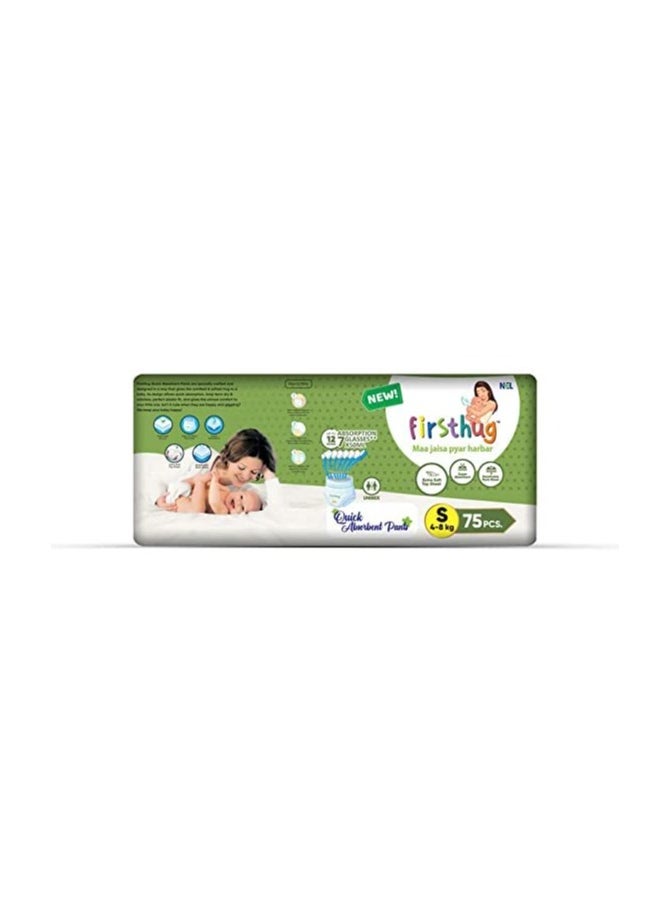 Firsthug Baby Diaper Pants,Small Size, 75 Count, Double Layer Leakage Protection Infused With Aloe Vera, Cottony Soft High Absorb Technology (Pack of 1)  - Image 2