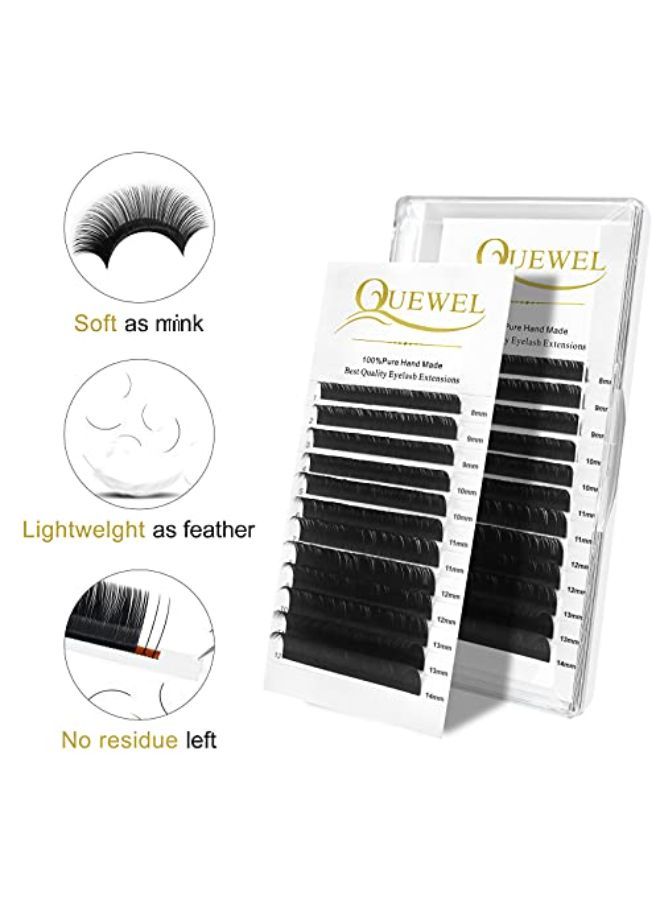 QUEWEL Eyelash Extension Supplies 0.15 C Curl Mix-8-14Mm Classic Individual Lash Extensions|Optinal 0.03/0.05/0.07/0.10/0.15/0.20 C/D Single 8-25Mm Mix 8-14Mm 15-20Mm 20-25Mm|(0.15 C Mix-8-14Mm) - Image 4