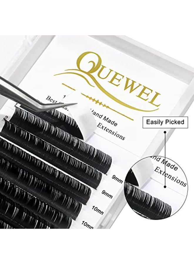 QUEWEL Eyelash Extension Supplies 0.15 C Curl Mix-8-14Mm Classic Individual Lash Extensions|Optinal 0.03/0.05/0.07/0.10/0.15/0.20 C/D Single 8-25Mm Mix 8-14Mm 15-20Mm 20-25Mm|(0.15 C Mix-8-14Mm) - Image 2