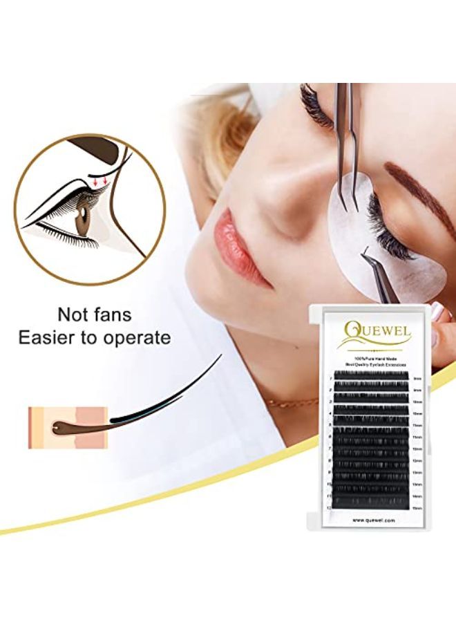 QUEWEL Eyelash Extension Supplies 0.15 C Curl Mix-8-14Mm Classic Individual Lash Extensions|Optinal 0.03/0.05/0.07/0.10/0.15/0.20 C/D Single 8-25Mm Mix 8-14Mm 15-20Mm 20-25Mm|(0.15 C Mix-8-14Mm) - Image 5