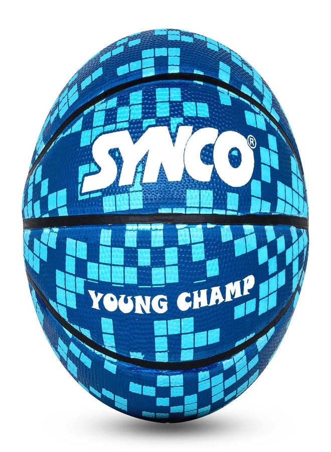 سينكو كرة سلة سينكو مقاس 3 | سلسلة يونغ تشامب للصغار | كرة سلة مصبوبة من المطاط الناعم | للأطفال من عمر 3 إلى 8 سنوات (أزرق بكسل) - Image 2
