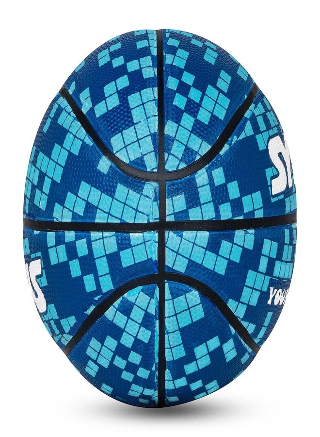 سينكو كرة سلة سينكو مقاس 3 | سلسلة يونغ تشامب للصغار | كرة سلة مصبوبة من المطاط الناعم | للأطفال من عمر 3 إلى 8 سنوات (أزرق بكسل) - Image 3