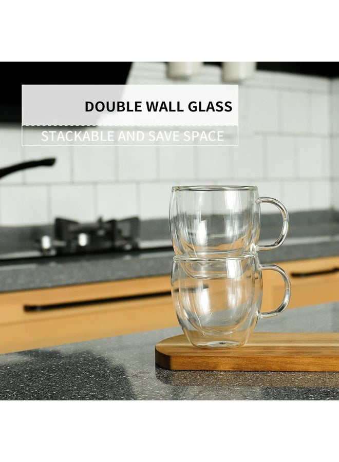 تانجبلب طقم أكواب شاي من الزجاج مزدوجة الطبقة من 2 قطع شفاف 240ملليلتر - Image 3