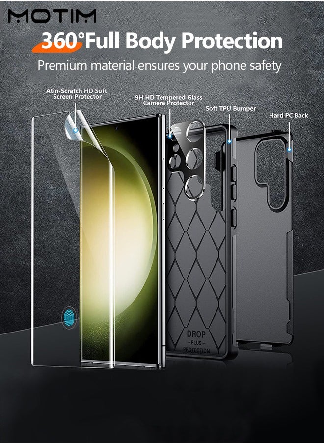 Motim - Phone Case Compatible for Sumsung S23 Ultra 5 in 1 Drop Protection Shockproof Slim Galaxy S23 Ultra Phone Case +2 Screen Protector +2 Camera Lens Protector - Image 1