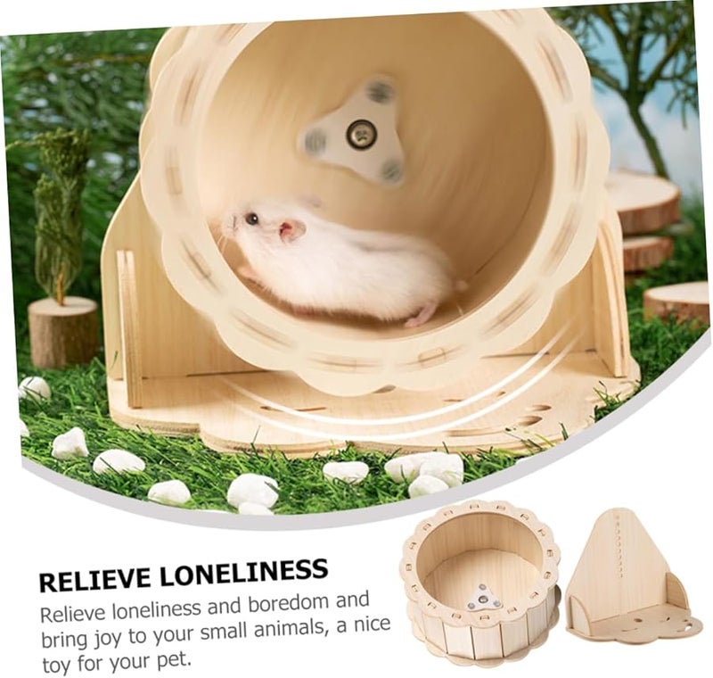 Wooden Sunflower Hammer Wheel Silent Exercise Toy For Small Pets 2Pcs Set - Image 3
