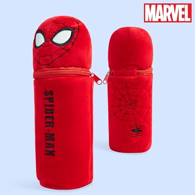 MARVEL PENCIL CASE WITH 48 COLOURING PENCILS INCLUDED - KIDS SPIDERMAN PLUSH FILLED PENCIL CASE - GIFTS FOR KIDS - Image 4