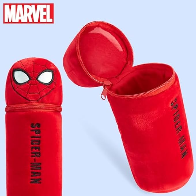 MARVEL PENCIL CASE WITH 48 COLOURING PENCILS INCLUDED - KIDS SPIDERMAN PLUSH FILLED PENCIL CASE - GIFTS FOR KIDS - Image 2