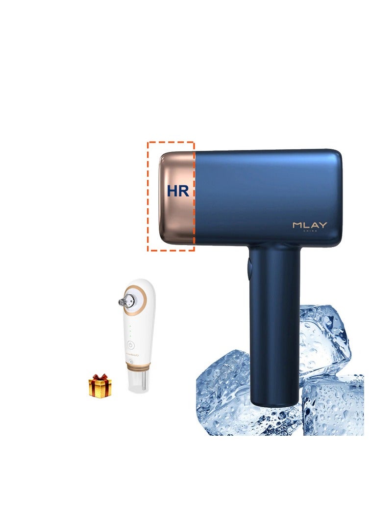 KinseiBeauty Updated T14 Laser Painless Fast Hair Removal 3℃ Cold Compress 5 Levels 500000 Pulses Dark Blue Free Gift Blackhead Remover Device - Image 1