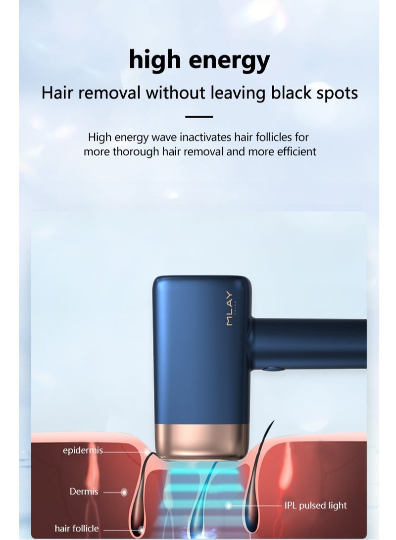 KinseiBeauty Updated T14 Laser Painless Fast Hair Removal 3℃ Cold Compress 5 Levels 500000 Pulses Dark Blue Free Gift Blackhead Remover Device - Image 4