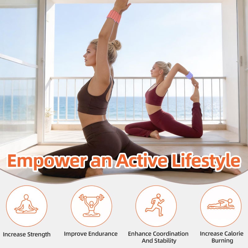 Abahub Wearable Wrist & Ankle Weights Set of 2, Stackable Magnetic Weighted Bracelet for Women, Waterproof Silicone Arm Leg Weights for Home Gym Workout, Running, Yoga & Pilates - Beige, 4.4LB - Image 2