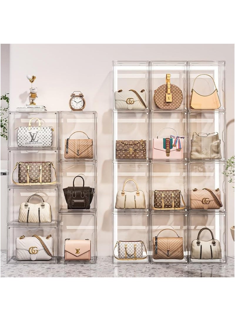 MONOGUE Handbag Storage Organizer for Closet Acrylic Display Box Stackable Storage with Magnetic Door for Figure Hat Toys Books and Bags - Image 1