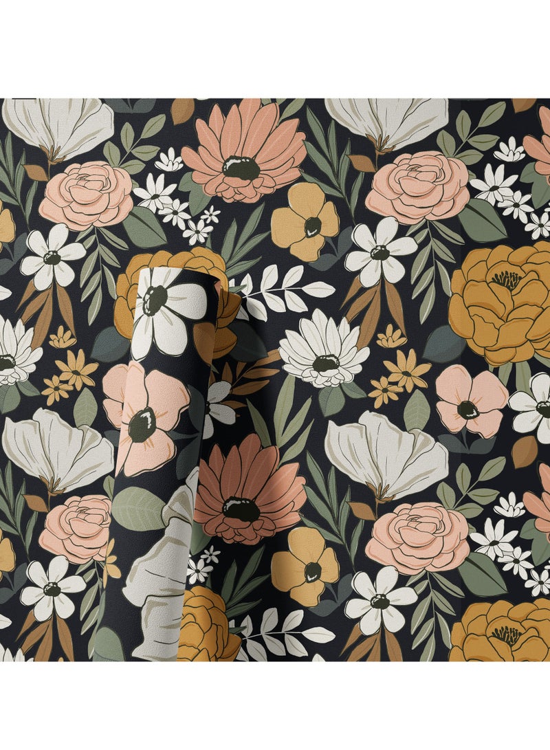 الأزرق جي دبليو خلفية غرفة المعيشة المنزلية، ورق جدران قابل للإزالة، بنمط زهور ملونة، ورق جدران ذاتي اللصق بدون فواصل. - Image 1