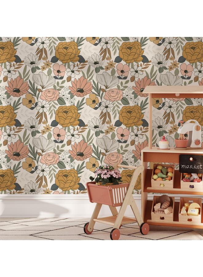 Bluejw Best Selling Living Room Background Removable Wallpaper Colorful Flowers Figure Seamless Self-adhesive Wallpaper RW 321 330 - Image 3
