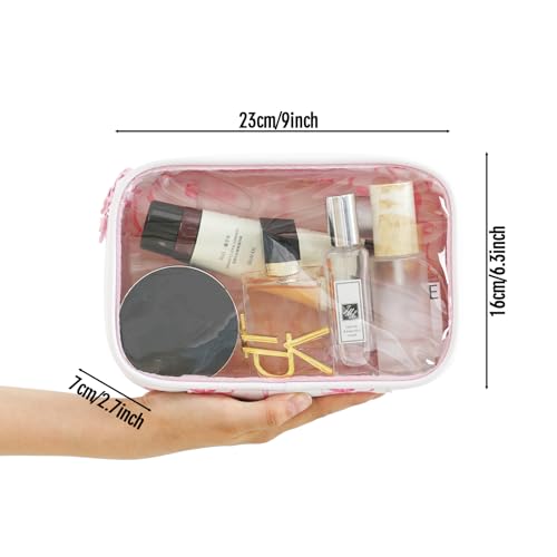 DYSHAYEN Clear Makeup Bag for Women Girls Small Travel Pink Bow Cosmetic Bag Cute Makeup Pouch for Purse Birthday Gifts for Girlfriend Mom Bridesmaid (Pink Bow B) - Image 4