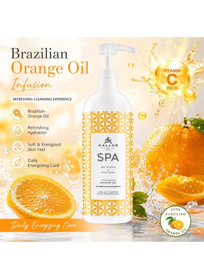 KALLOS SPA Vitalizing Shower Gel with Brazilian Orange Oil 1000ml– Refreshing Body Wash for Daily Care - Image 5
