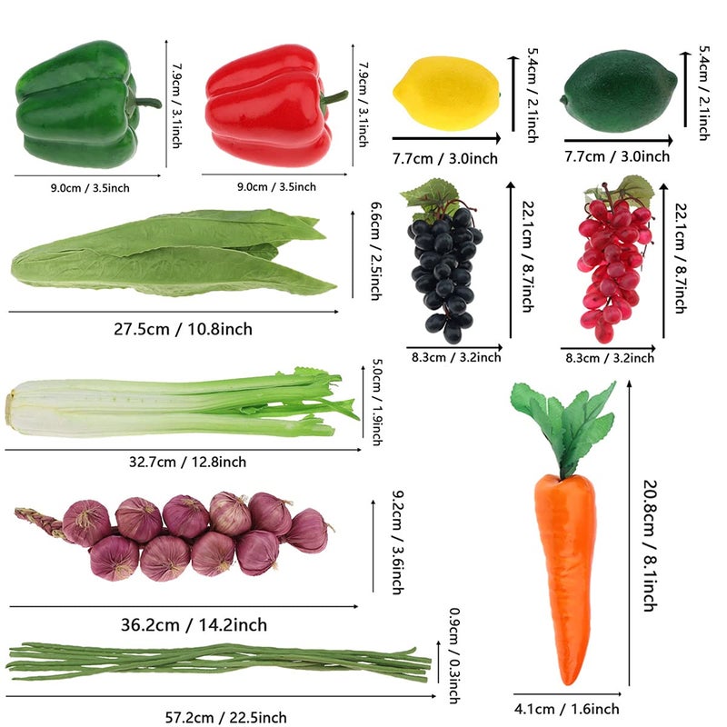 Meiwlong Meiwlong 11 PCS Fake Vegetable Artificial Plastic Fruit Lifelike Model Display Faux Centerpieces Realistic Props Decoration Home Festival Christmas  - Image 2